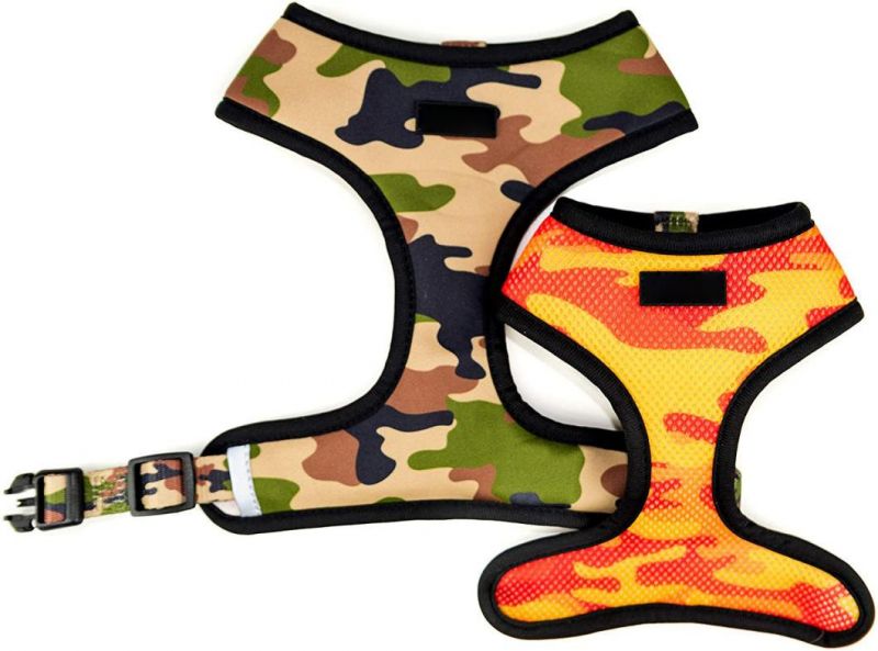 Reversible Harness with Interchangeable Printed Sides. Neoprene on One Side and Mesh on The Other. for X-Small to Medium Dogs