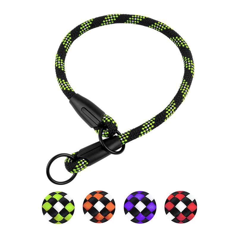 Slip Rope Dog Collar Prevent Suffocation Reflective Pet Collars for Small Medium Large Dogs