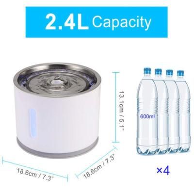 Mute Activated Carbon 2.4L Water Fountain USB Cable Water Fountain Replaceable Filtration Automatic Cat Water Fountain