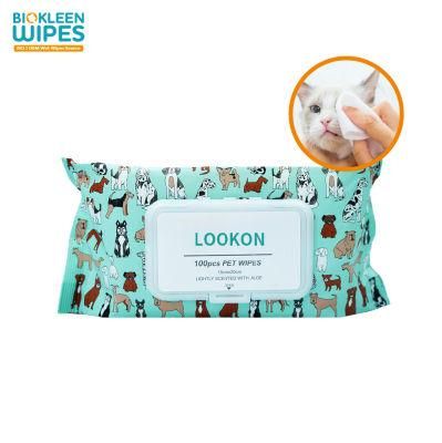 Biokleen OEM Custom Wipes Pet Natural Pets Sanitary Wipes Biodegradable Pet Wet Wipes with Lid