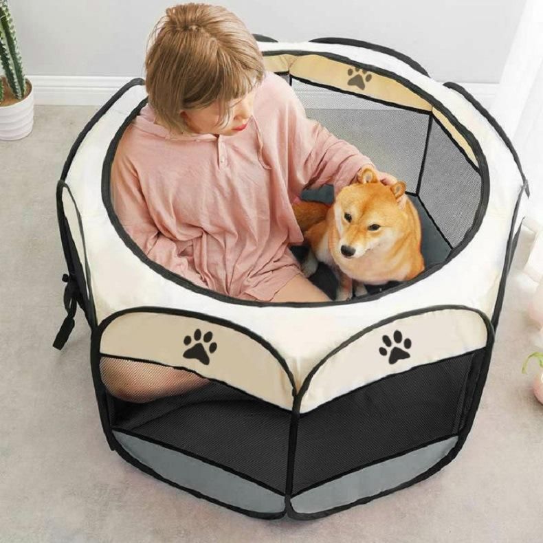 Portable Foldable Dog Cage Pet Tent Houses Puppy Kennel Easy Operation Octagon Fence