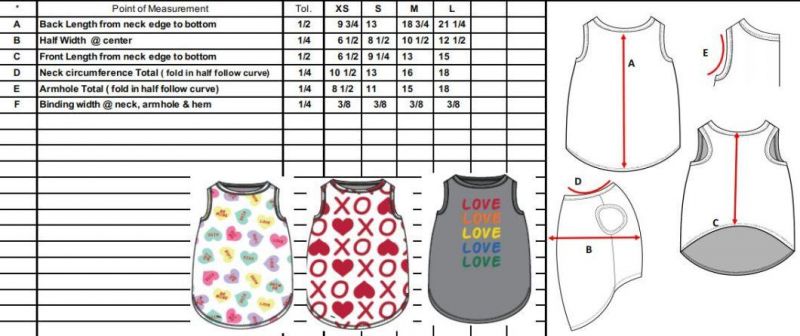 Valentine Day Ox Vest Dog Accessories Apparel Pet Clothes