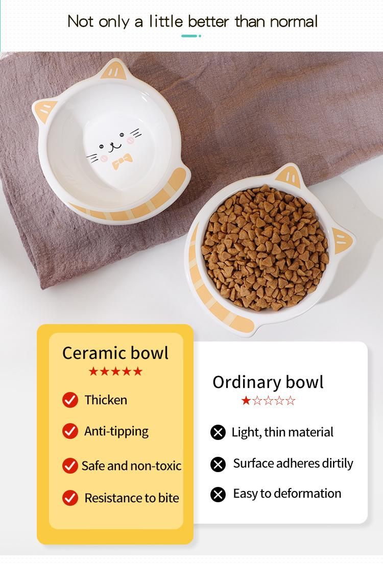 New Design Ceramics Enlarged Mouth Pets Bowl Cat Dog Food Drinking Dish Bowl