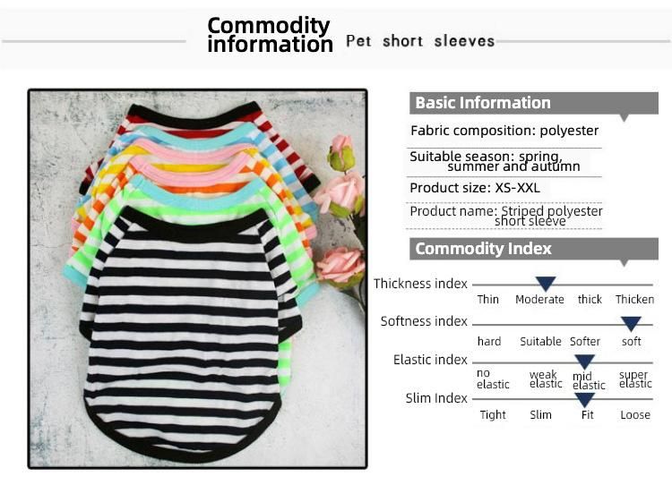 Wholesale Cotton Summer Round Collar Stripe Printed Cool Breathable Dog T Shirt
