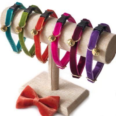 Custom Velvet Dog Collar Velvet Dog Cat Bow Tie Set