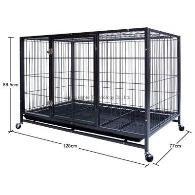 Good Quality Hot Sale in American Large Double Doors Folding Dog Cage Metal Pet House with Bottom and Tray