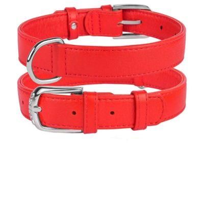 PU Leather Dog Collar with Durable Steel D-Ring