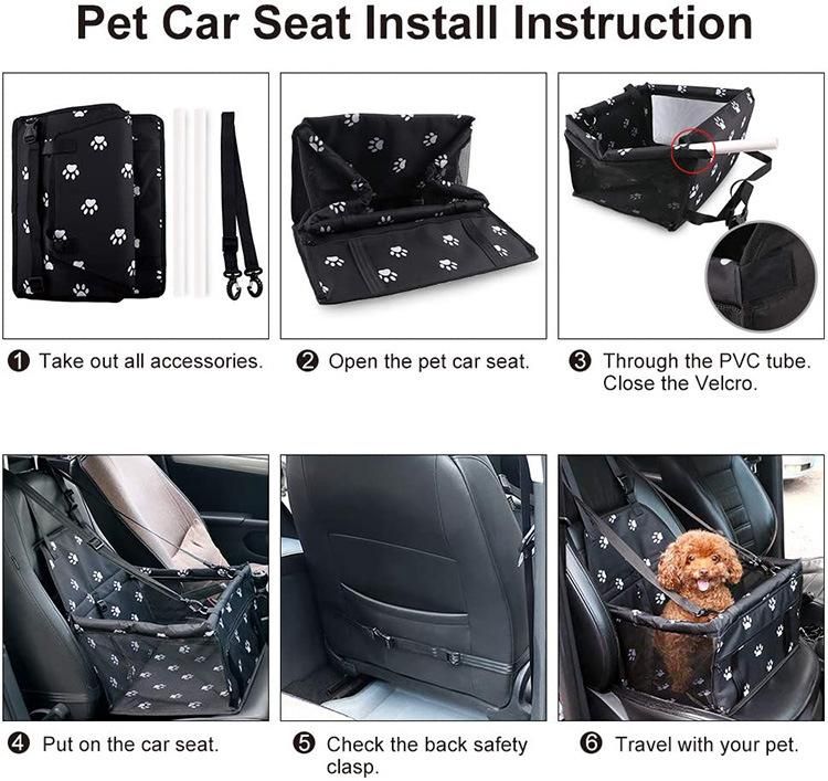 Paw Print Dog Car Seat Prevents Distracted Driving Oxford PVC Pet Car Nest Breathable Portable Car Seat