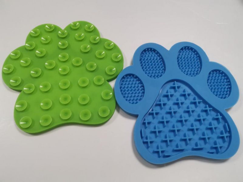 Newest Paw Shape Silicone Pet Dog Lick Mat for Bath Distraction Easy Grooming Slow Feeder Bowl with Suction Cups