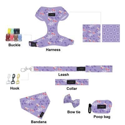 OEM Manufacturer Custom Pattern Full Set Dog Harness with Leash Collar Poo Bag