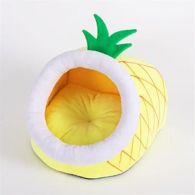 Pineapple Eggplant Peach Kiwi Fruit Apple Pet Bed Cat House Warmer Soft Comfortable Cute Pet Cave Bed Sleeping Bag for Cat