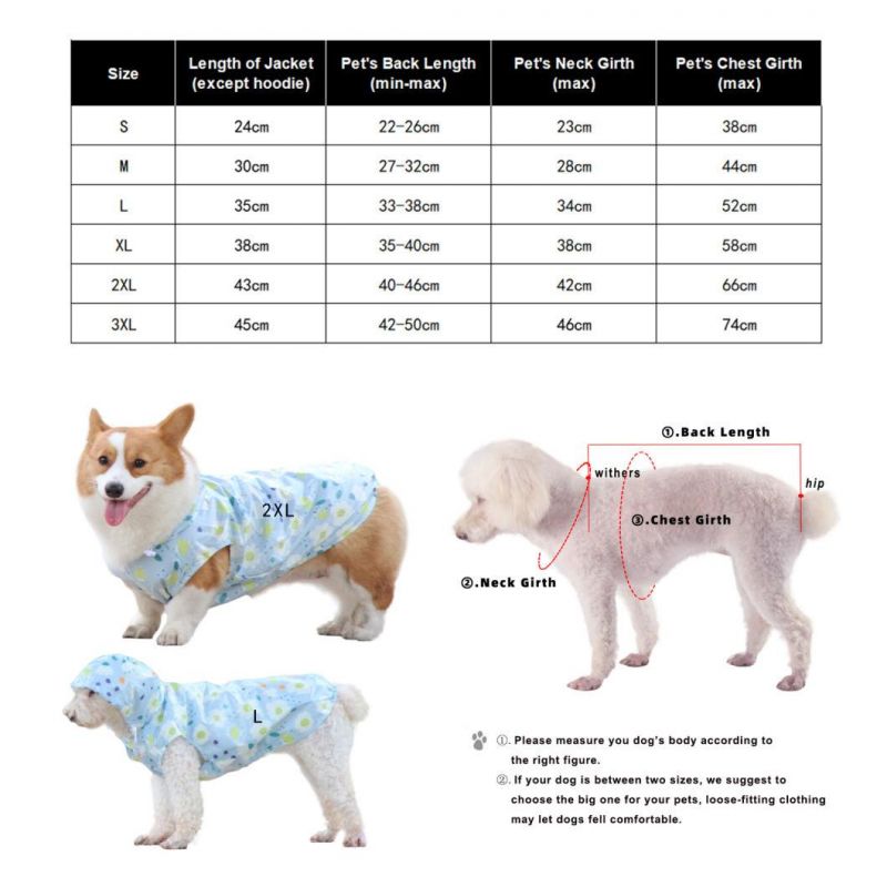 Wholesale Waterproof Pet Raincoat Highweight Fabric Pet Coat Outdoor Dog Rain Coat
