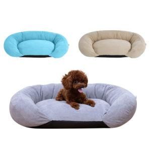 2021 Cheap Pet Bed Bamboo Luxury Corduroy Material Comfortable Dog Bed Round Fashionable Multifunction Dog Bed