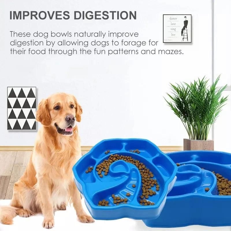 Healthy Pet Feeder Slow Eating Pet Dog Plate Bowl