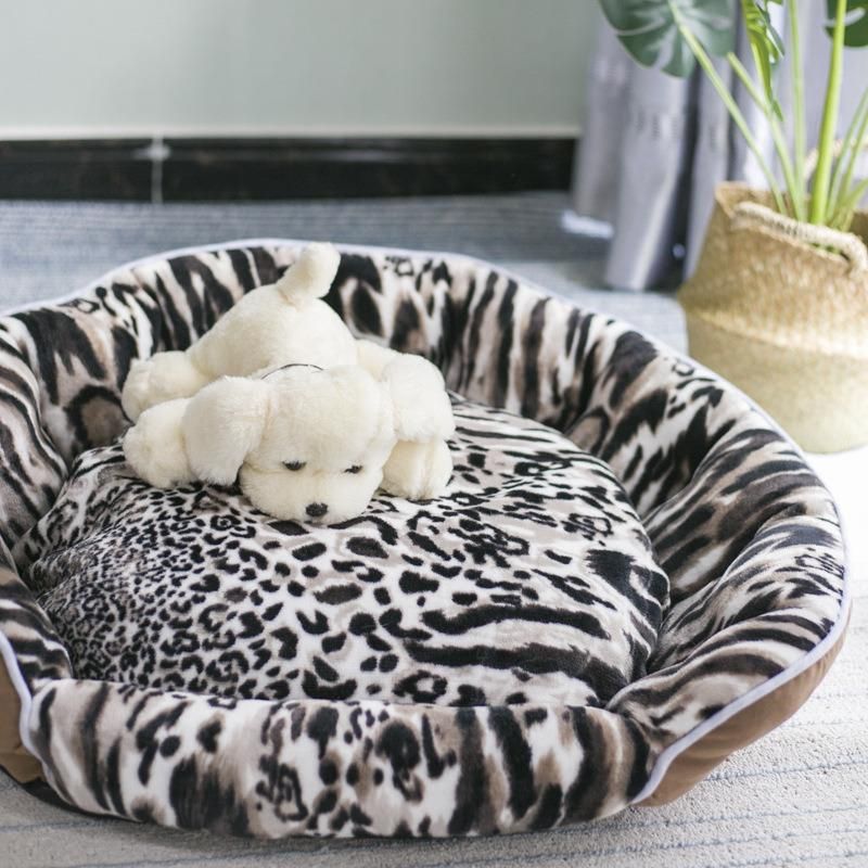 Fashion Pet Products Leopard Print Comfortable Sleep Cute Pet Four Seasons Available Kennel Pet Bed