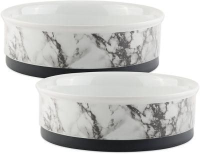 Pet Bowl Collection Ceramic Set, Small, Marble, 2 Count
