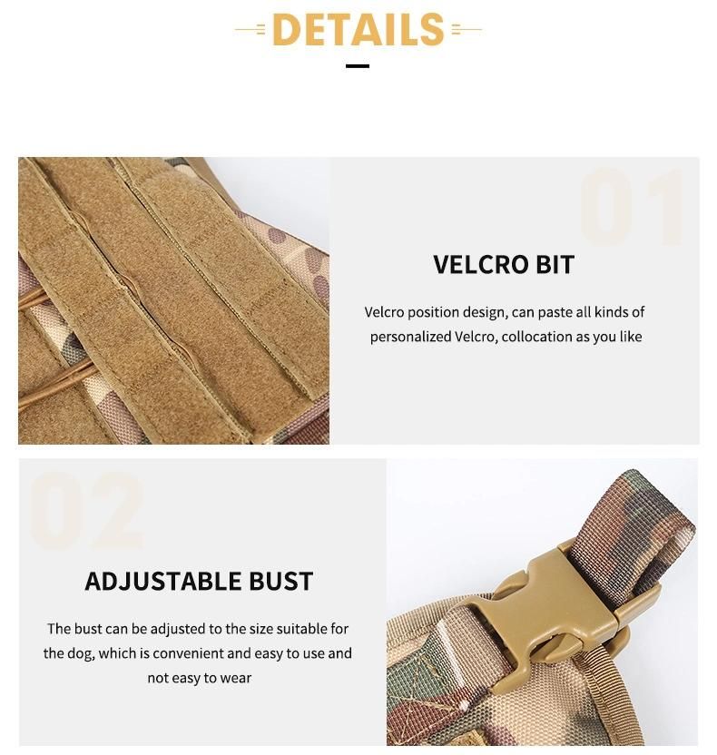 Wholesale Color Adjustable Training Tartical Dog Walking Pet Harness for Dog