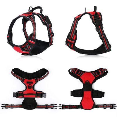Cool Red Color Reflective Vest Outdoor Easy Control No-Pull Pet Harness