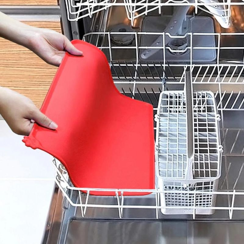 Easy to Clean Waterproof Pet Food Bowl Mat with Edge Design