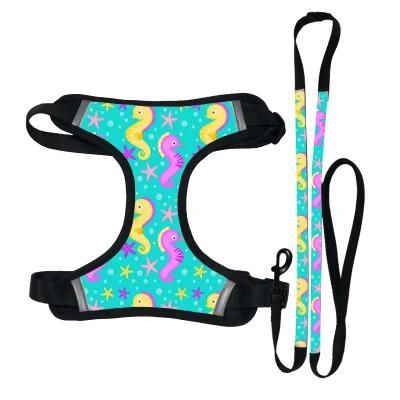 Medium Large Dog Harness Neophrne Reflective Collar Vest Harnesses for Dogs Personalized Quick Release Print Padded Polyester/Pet Toy