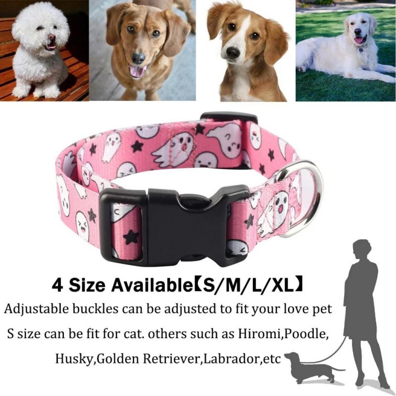 Dog Halloween Collar with Pet Ghost Leash Set Cat Gift Adjustable Dog Cute Collars