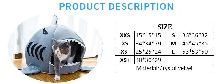 Popular Cartoon Shark Shaped Design Pet Keep Warm Beds Washable Detachable Pet Cat Cave Beds House