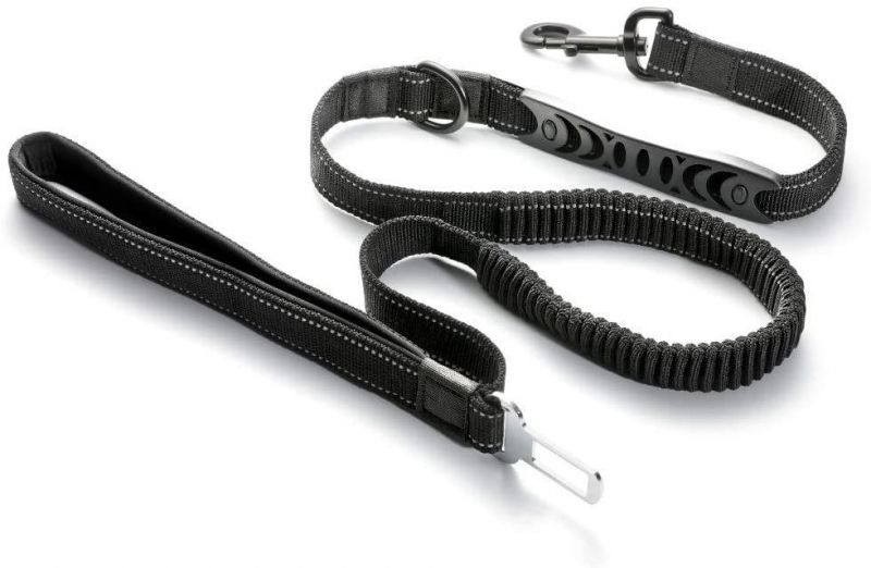 Bungee Dog Walking Leash, 5.6FT Heavy Duty with 2 Control Handles & Car Seat Belt