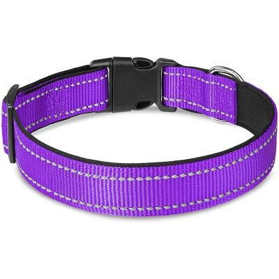 Customized Heavy Duty Adjustable Premium Reflective Plastic Buckle Reflective Nylon Dog Collar with Neoprene Padded