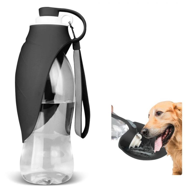 580ml Portable Pet Dog Water Bottle Soft Silicone Leaf Dispenser