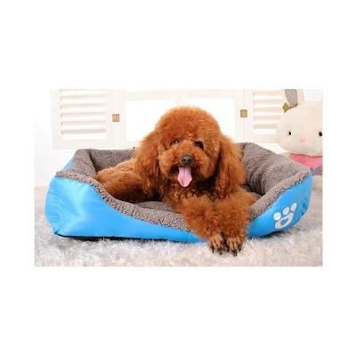 Wholesale OEM Manufacture Footprints Square Kennel Waterproof Indoor PP Cotton Filling Pet Sofa for Dogs and Cats