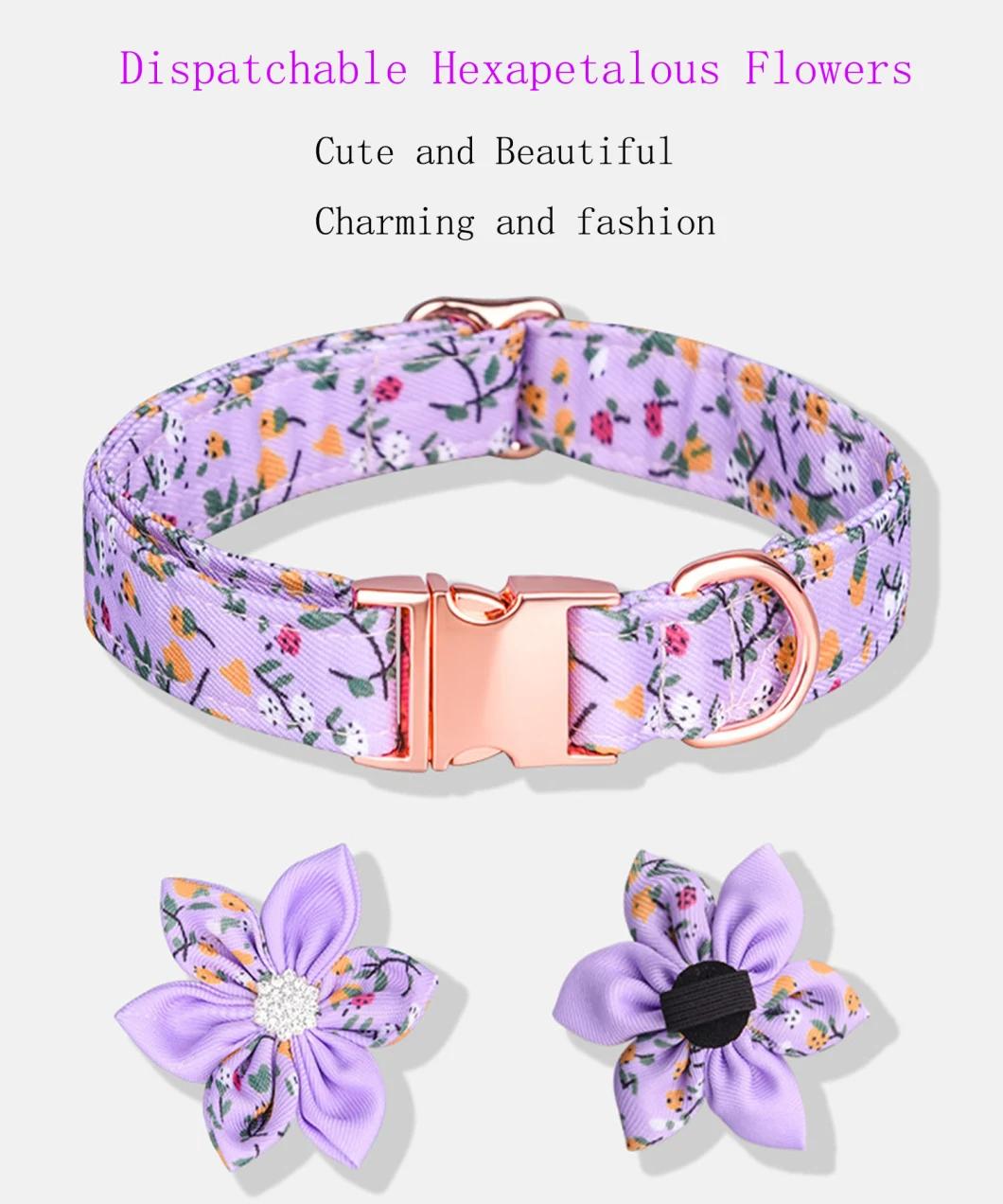 Detachable Rhinestone Flower Dog Collar