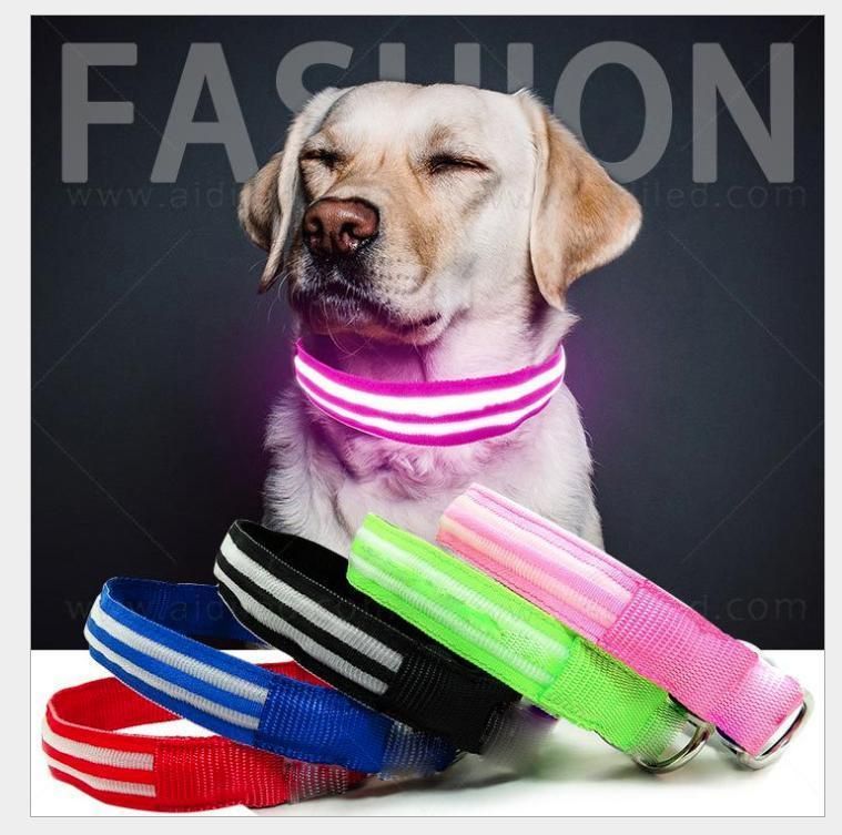 USB Rechargeable Flashing LED Nylon Safety Dog Collar