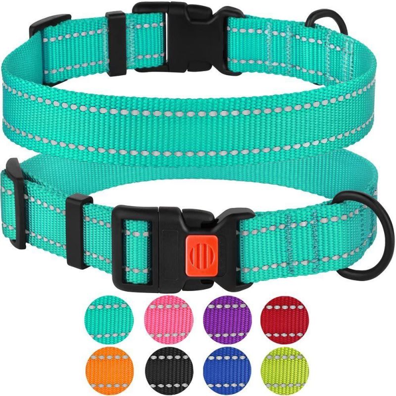 Reflective Dog Collar with Buckle Adjustable Safety Nylon Collars for Dogs