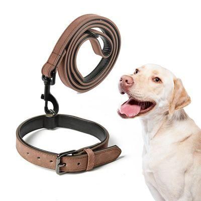 High Quality Collar De Cuero Y Cuerda De Tracci N Green Coffee Color Cat Dog Pet Collar Leash