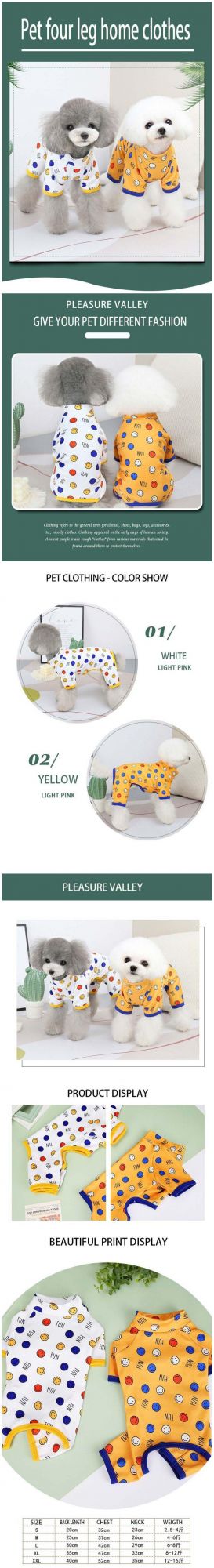 Comfortable Home-Wear Cartoon Printing Coat Dog Accessories Apparel Pet Clothes