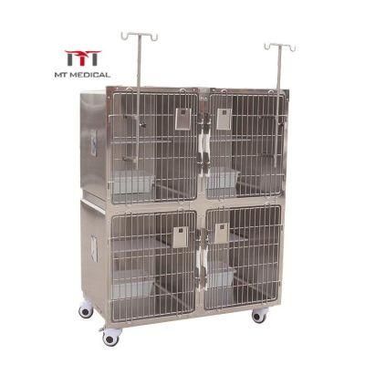 Mt Medical Veterinary Stainless Steel Dog Kennel Pet Cage IV Stand Therapy Warm Oxygen Cage for Pet Cat
