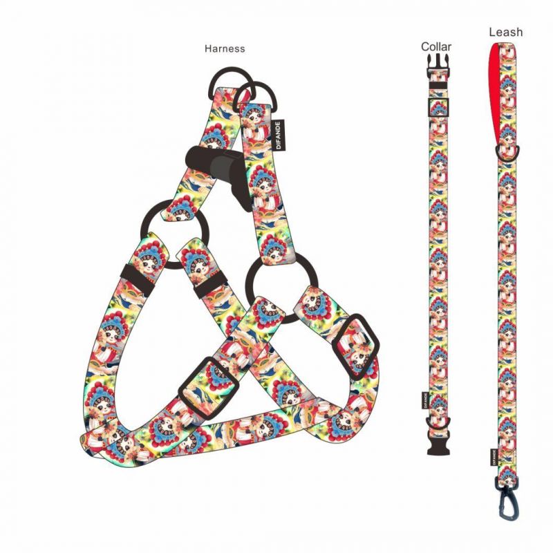 6 in 1 Custom Design Dog Harness with Matching Collar Leash Bow Tie and Bandana Set Neoprene Reversible Dog Harness Vest