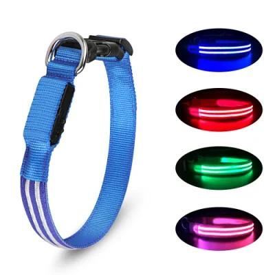 Rechargeable Nylon Flashing Light up Dog Collar