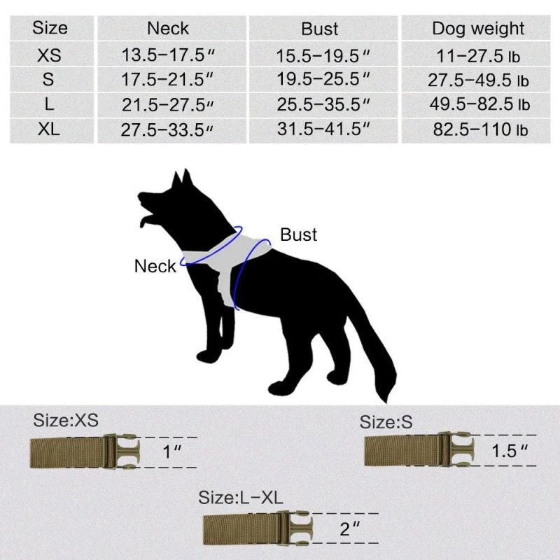 Training Military Patrol K9 Dog Vest Durable Nylon Tactical Dog Harness with Grab Handle