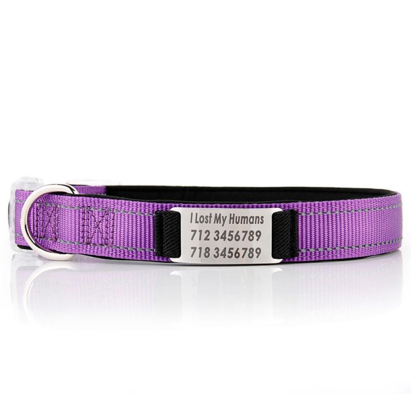 Custom Reflective Nylon Comfortable Pet Collar Neoprene Padded Adjustable Tactical Personalized Dog Collar