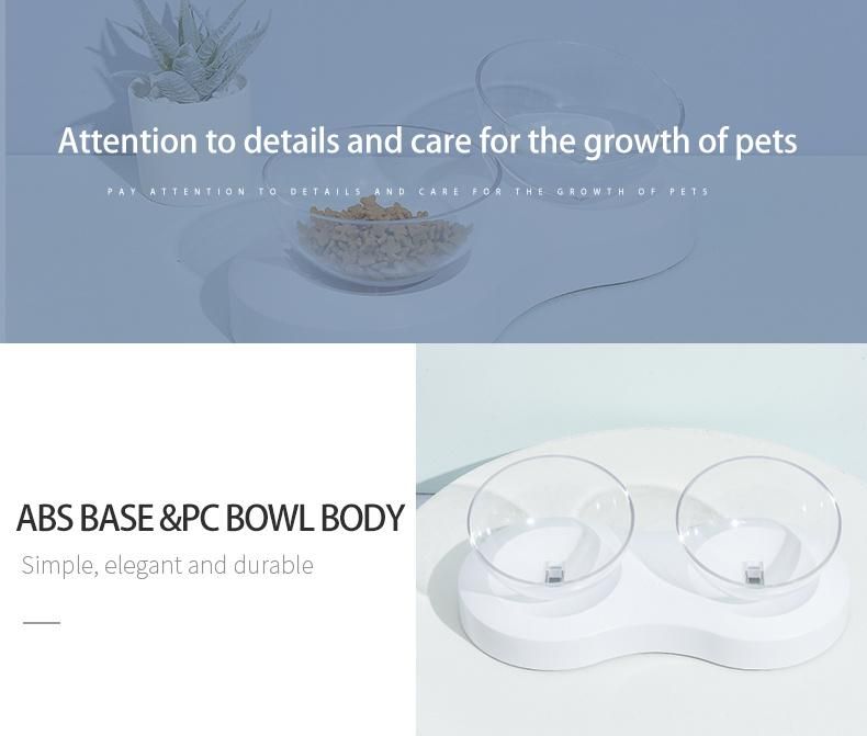 Dog Products, Double Cat and Dog Bowl Elevated Cat Food Water Bowl with Raised Stand 15° Inclined Raised Pet Feeding Bowl Suitable for Cats and Small Dogs