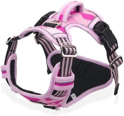 Adjustable Easy Control Dog Harness with Handle 2 Metal Rings - Durable Reflective