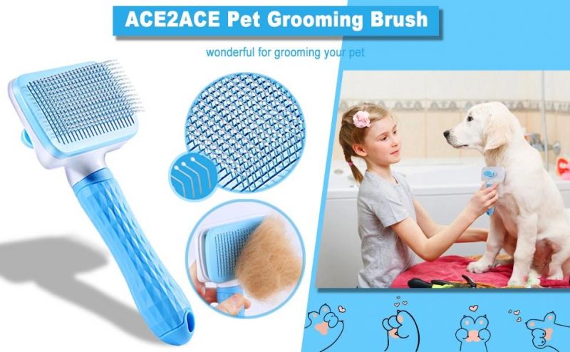 Pink/Blue/Grey Slicker Dog Comb Brush Pet Grooming Brush