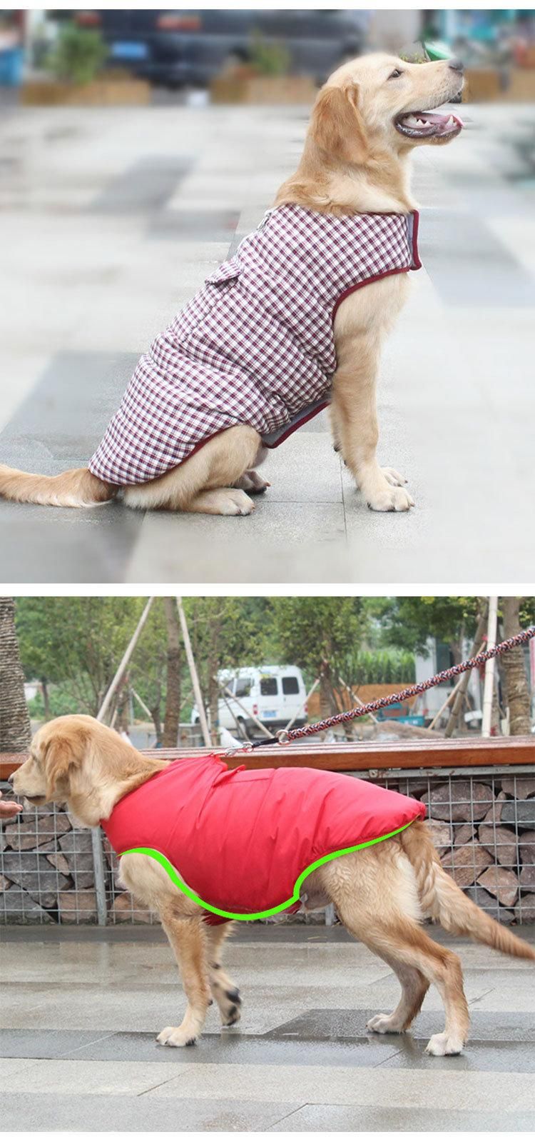 Dog Products, Dog Cold Weather Coat, Reversible Waterproof Warm Dogs Jacket Vest Winter Coat with Pocket and D-Ring, Windproof Pet Cotton Clothes