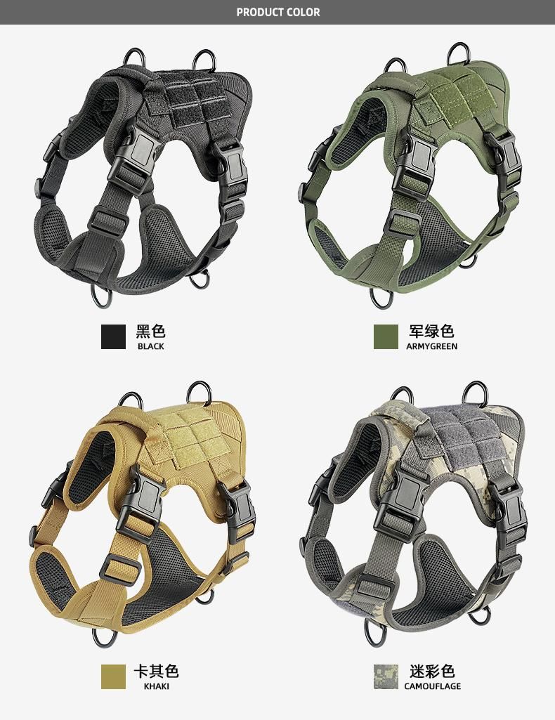 Manufacturer Custom K9 Nylon Large Medium Adjustable Tactical Dog Harness Safety Vest with Handle