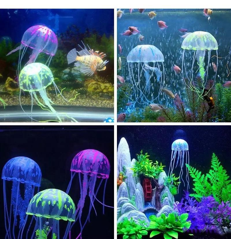 Artificial Glowing Effect Jellyfish Colorful Fish Tank Aquarium Decor Ornament