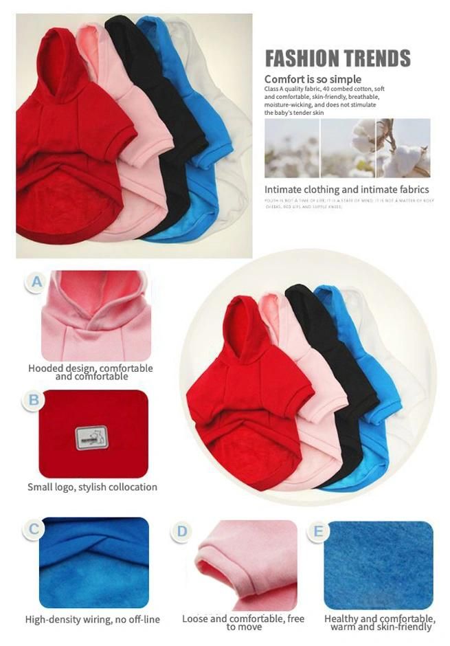 Wholesale Cotton Custom Dog Clothes Colorful Blank Dog Hoodie Sweater
