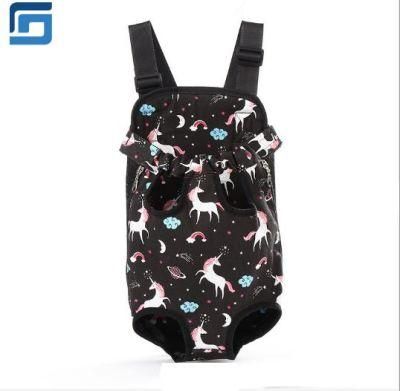Pet Dog Carrier Front Chest Backpack with Antelope Print on Black Background