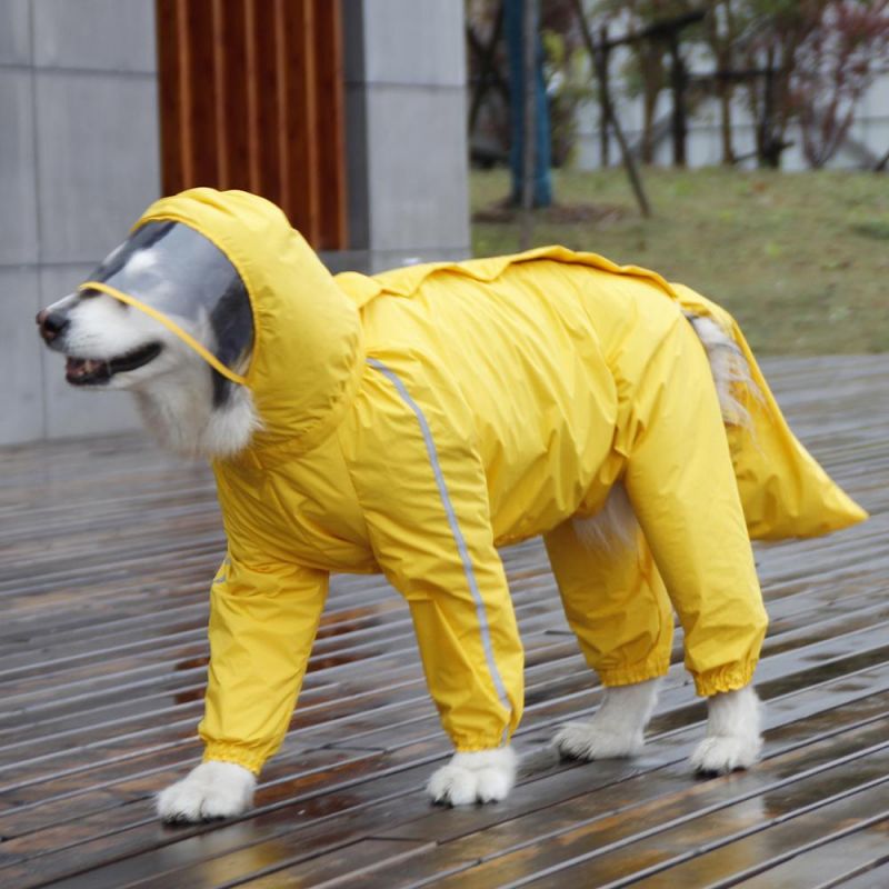 Wholesale Custom Comfortable Large Pet Clothes Safety Reflective Waterproof Pet Dog Fourlegs Raincoat