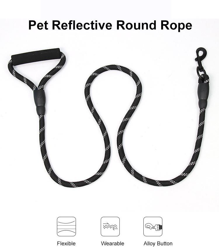 Mountain Climbing Durable Braided Nylon Reflective Round Rope Dog Pet Leash Soft Handle Pet Outdoor Sports//